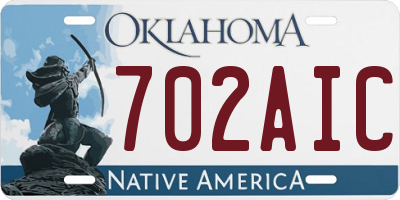 OK license plate 702AIC