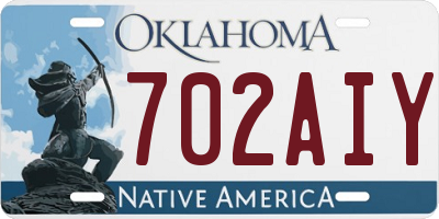 OK license plate 702AIY