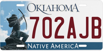 OK license plate 702AJB