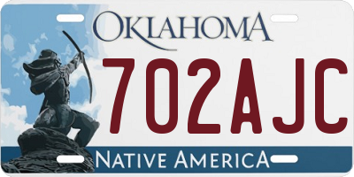 OK license plate 702AJC