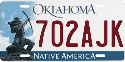 OK license plate 702AJK