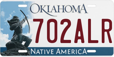 OK license plate 702ALR