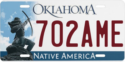 OK license plate 702AME