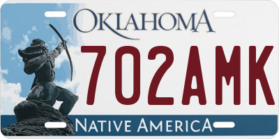 OK license plate 702AMK