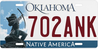 OK license plate 702ANK