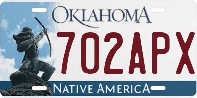 OK license plate 702APX