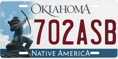OK license plate 702ASB