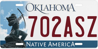 OK license plate 702ASZ