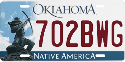 OK license plate 702BWG