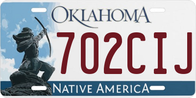 OK license plate 702CIJ