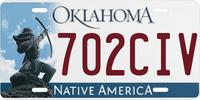 OK license plate 702CIV