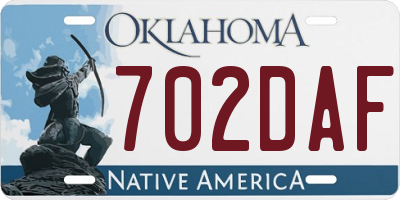 OK license plate 702DAF