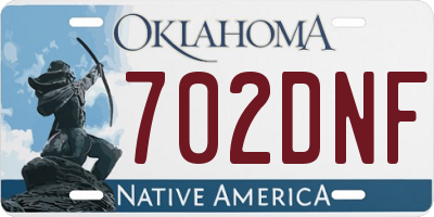 OK license plate 702DNF