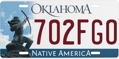 OK license plate 702FGO