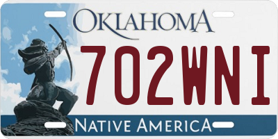 OK license plate 702WNI