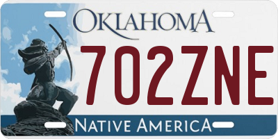 OK license plate 702ZNE