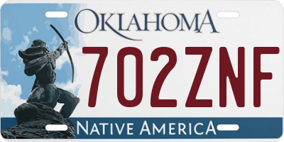 OK license plate 702ZNF