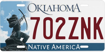 OK license plate 702ZNK