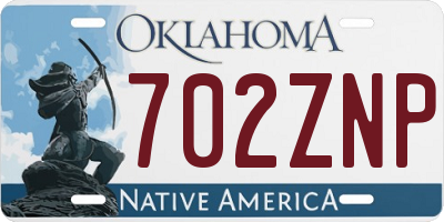 OK license plate 702ZNP