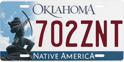 OK license plate 702ZNT