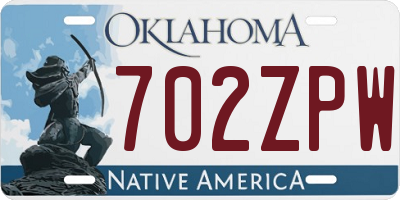 OK license plate 702ZPW