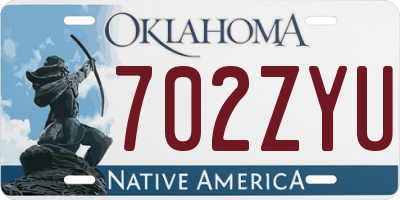 OK license plate 702ZYU