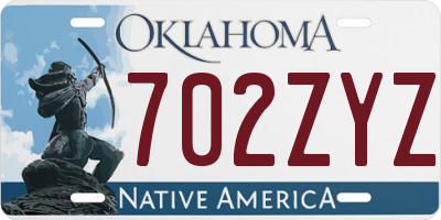 OK license plate 702ZYZ