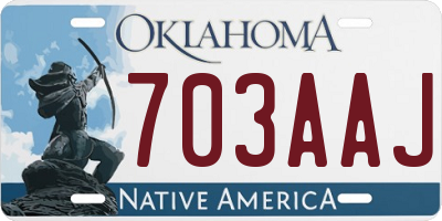 OK license plate 703AAJ