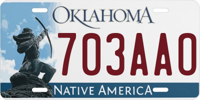 OK license plate 703AAO
