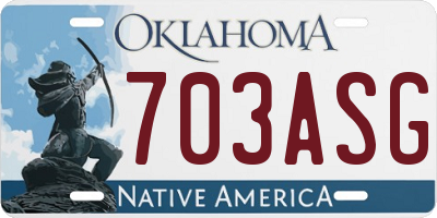 OK license plate 703ASG