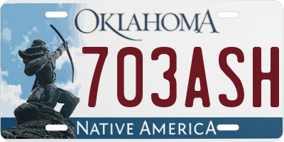 OK license plate 703ASH