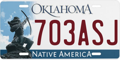 OK license plate 703ASJ