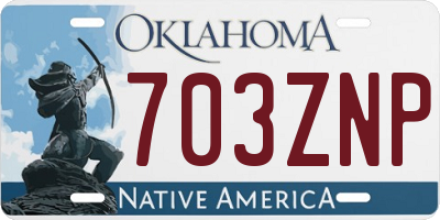 OK license plate 703ZNP