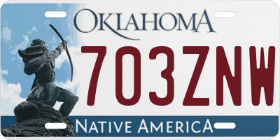 OK license plate 703ZNW