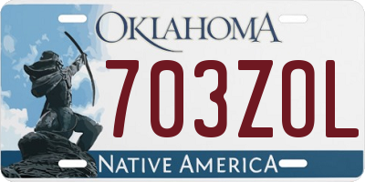 OK license plate 703ZOL