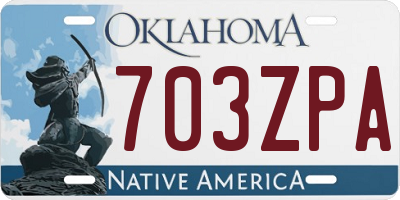 OK license plate 703ZPA