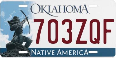 OK license plate 703ZQF