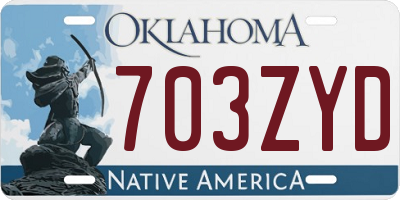 OK license plate 703ZYD