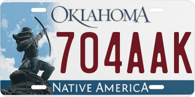 OK license plate 704AAK