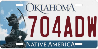 OK license plate 704ADW