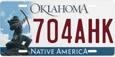 OK license plate 704AHK