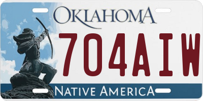 OK license plate 704AIW