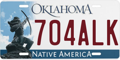 OK license plate 704ALK