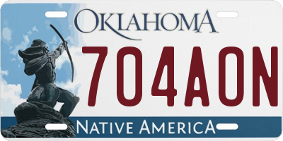 OK license plate 704AON