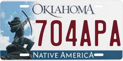 OK license plate 704APA