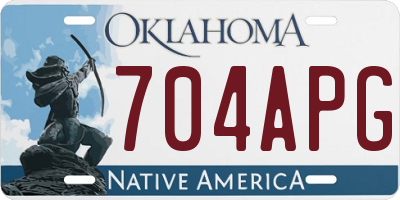 OK license plate 704APG
