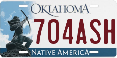 OK license plate 704ASH