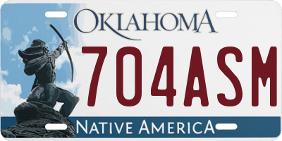 OK license plate 704ASM
