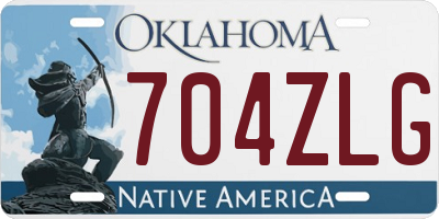 OK license plate 704ZLG