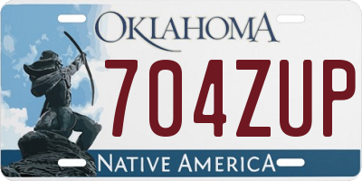 OK license plate 704ZUP